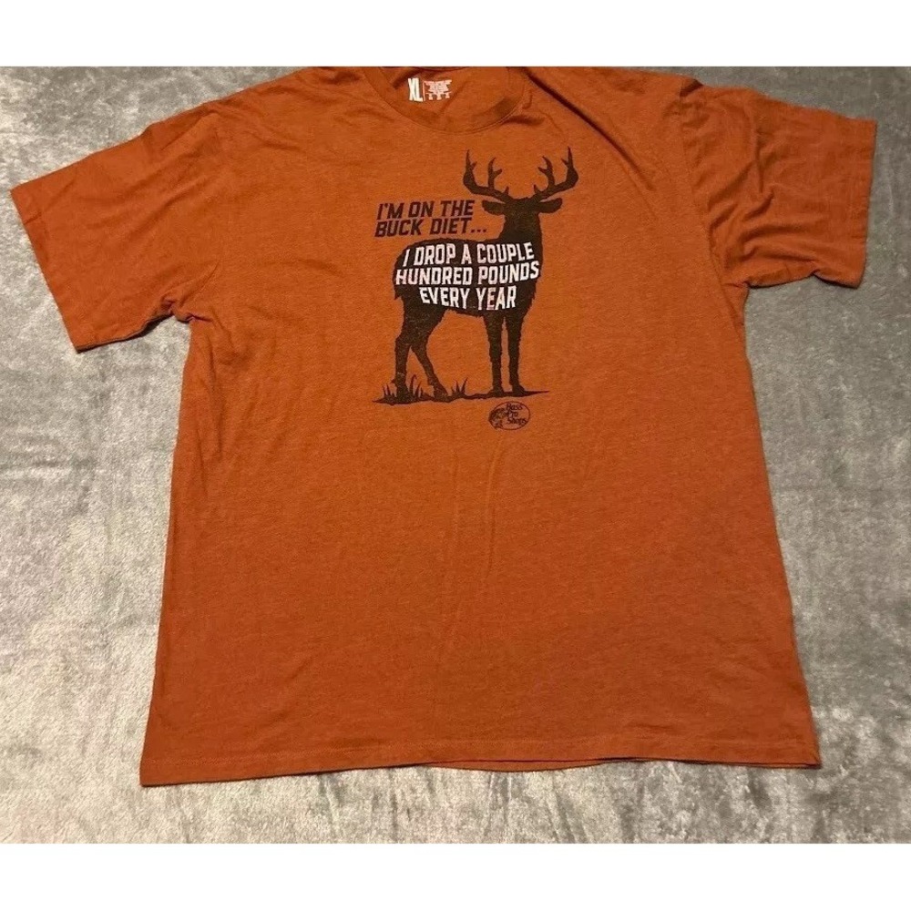 Bass Pro Shops Tshirt  Men's XL Orange " I'm On The Buck Diet"‎